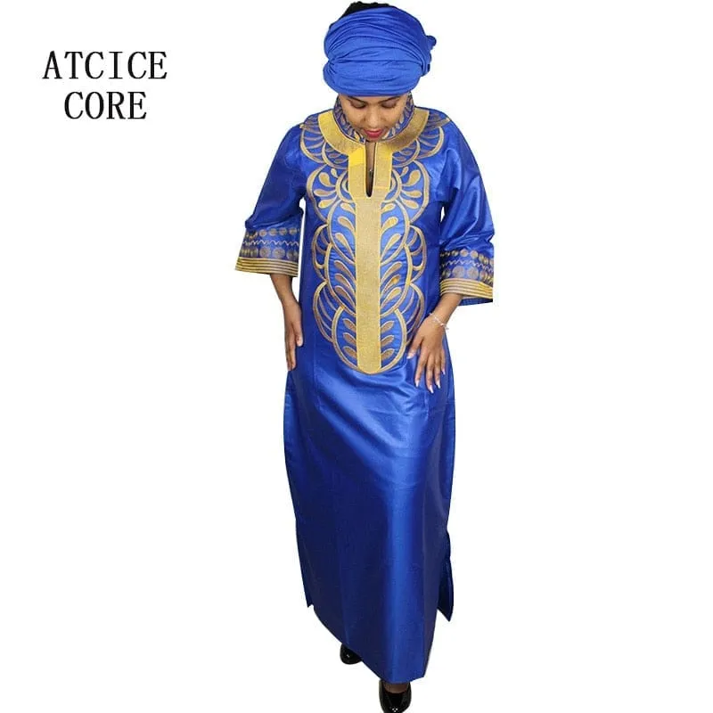 African embroidery dresses long dress without scarf soft material