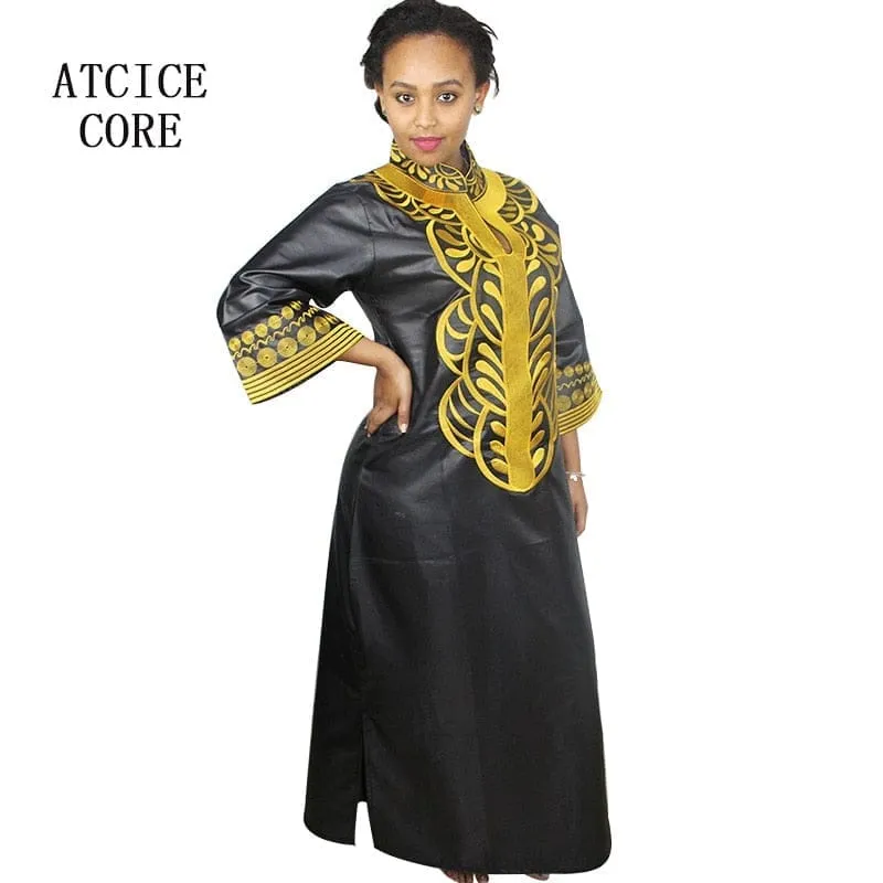 African embroidery dresses long dress without scarf soft material