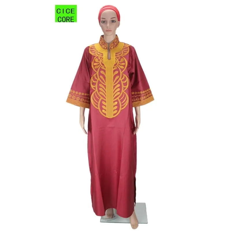 African embroidery dresses long dress without scarf soft material