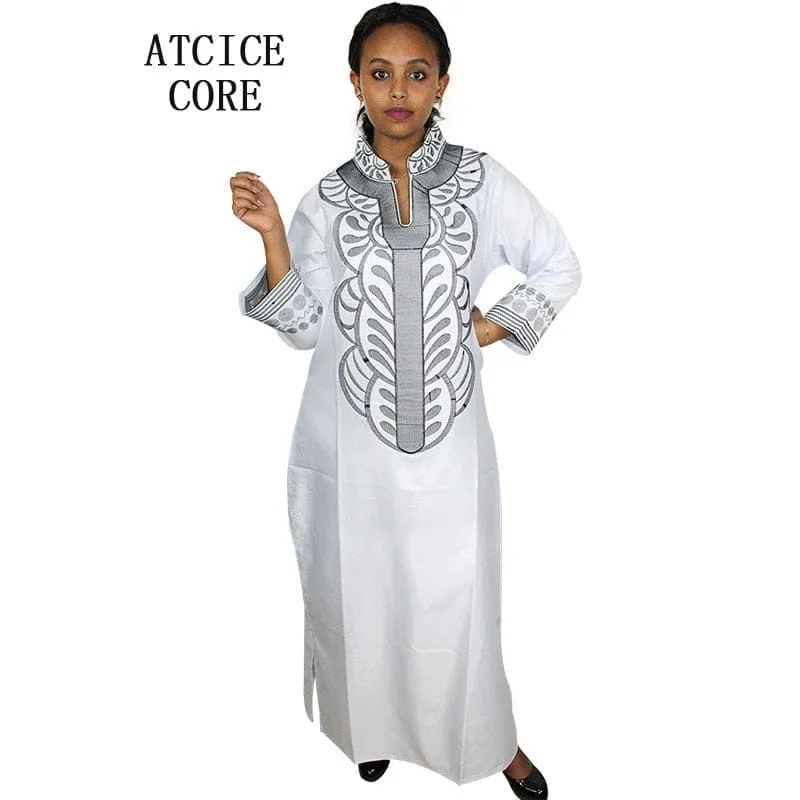 African embroidery dresses long dress without scarf soft material