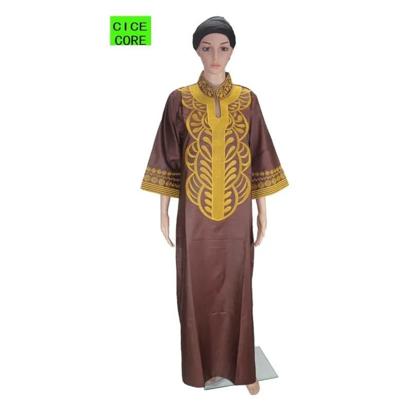African embroidery dresses long dress without scarf soft material