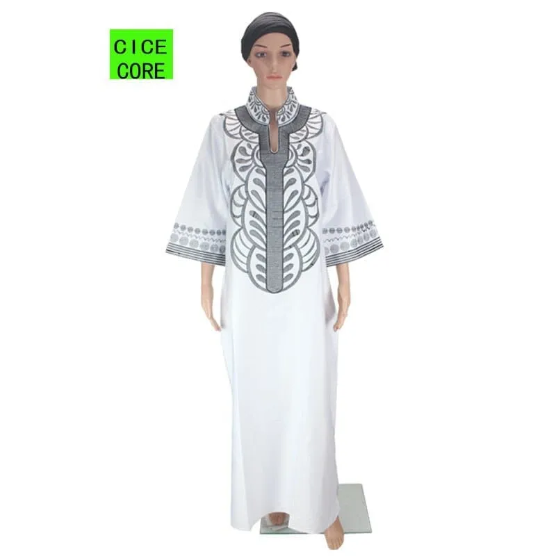 African embroidery dresses long dress without scarf soft material