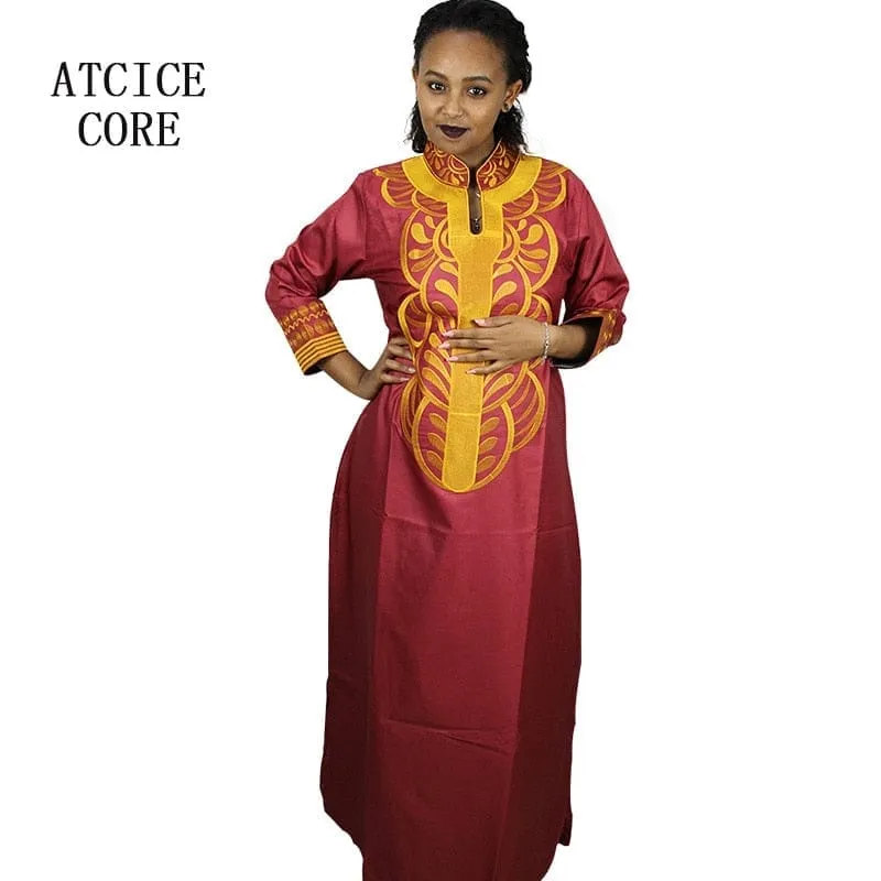 African embroidery dresses long dress without scarf soft material