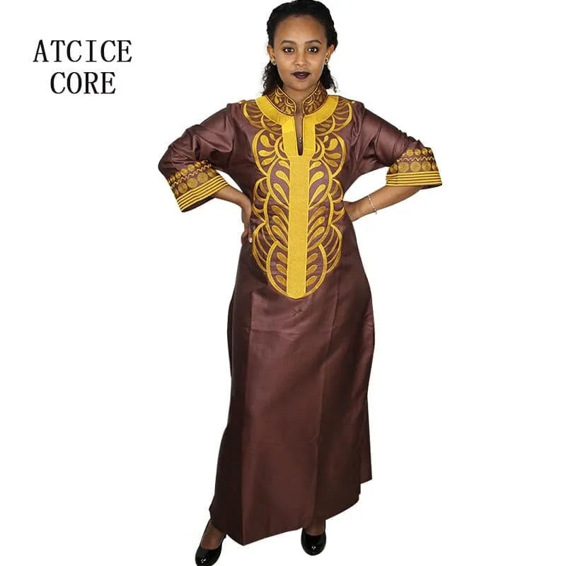 African embroidery dresses long dress without scarf soft material