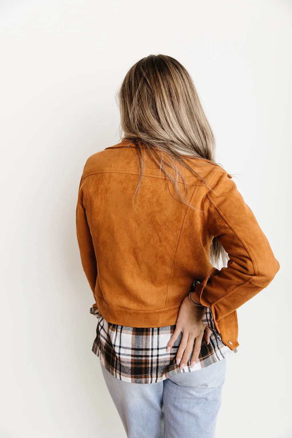 Ampersand Avenue Vegan Suede Moto Jacket - Camel