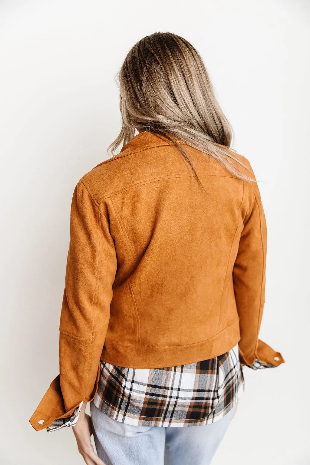 Ampersand Avenue Vegan Suede Moto Jacket - Camel