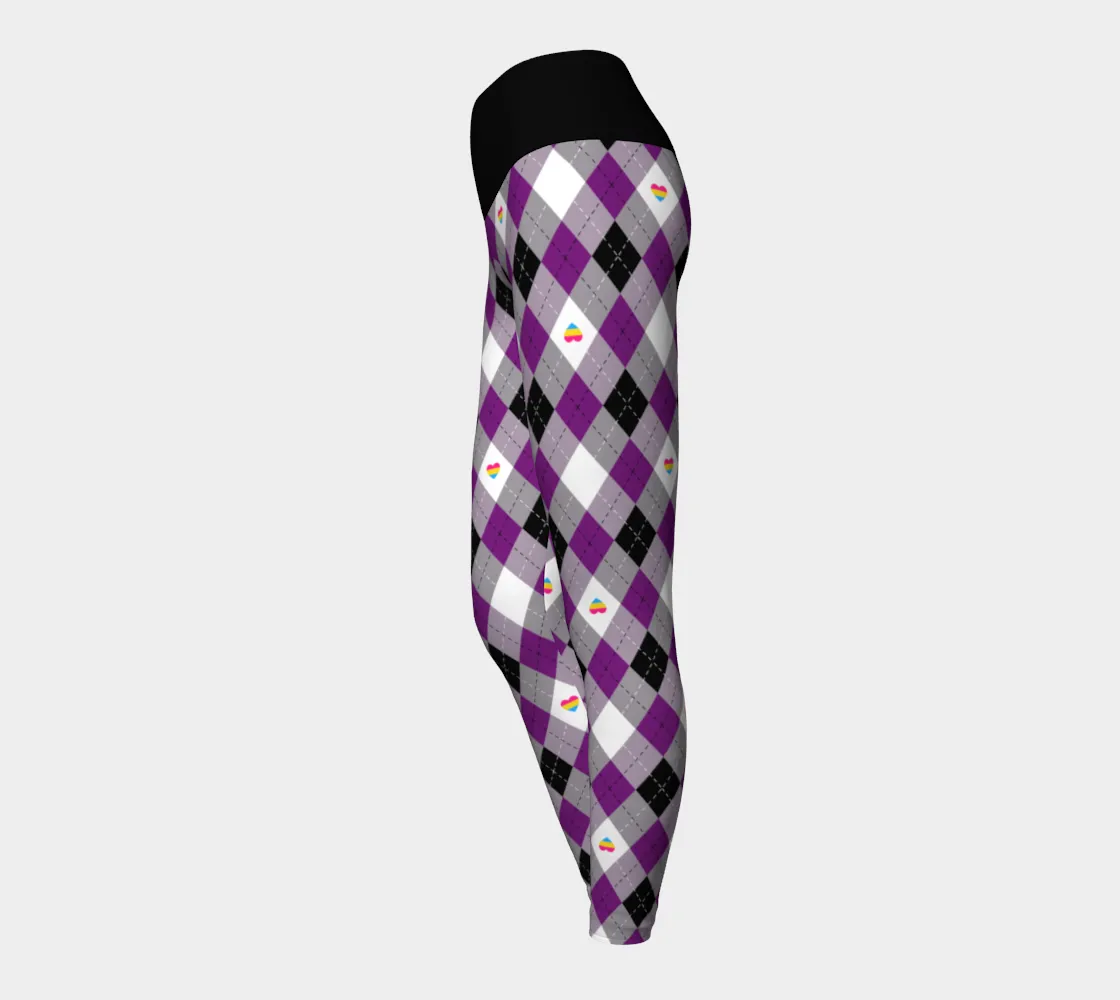 Asexual Panromantic Argyle Yoga Leggings