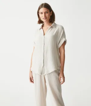 Bailey Gauze Button Down Shirt - Cement