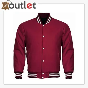 Baseball Styles Maroon Varsity Leather Jacket For Men