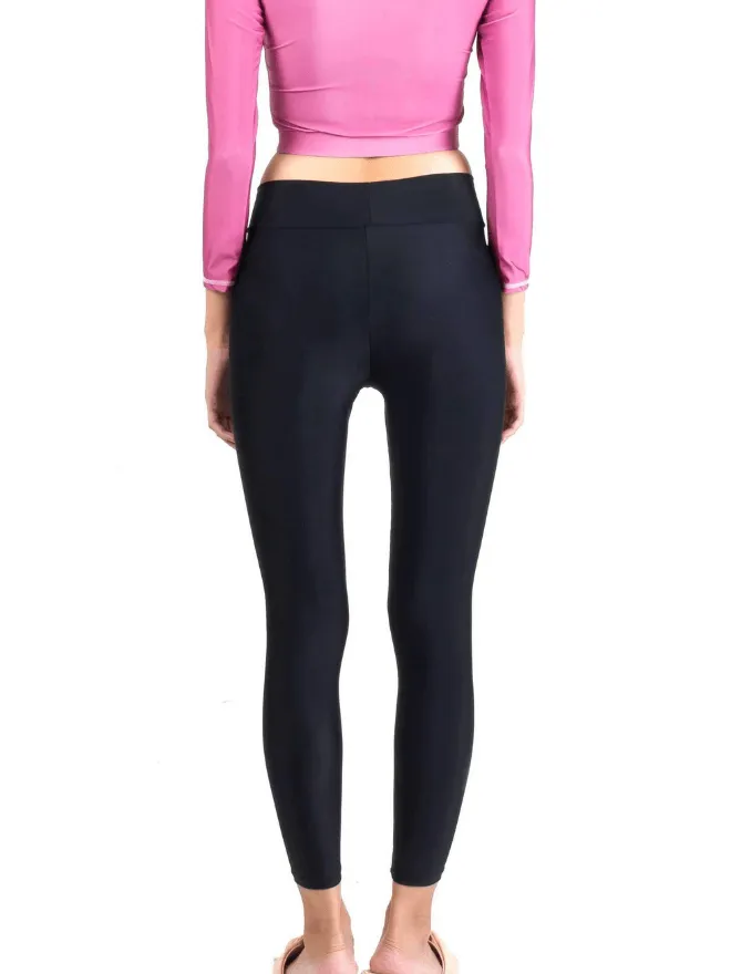 Basic High Waist Swim Long Pants in Black