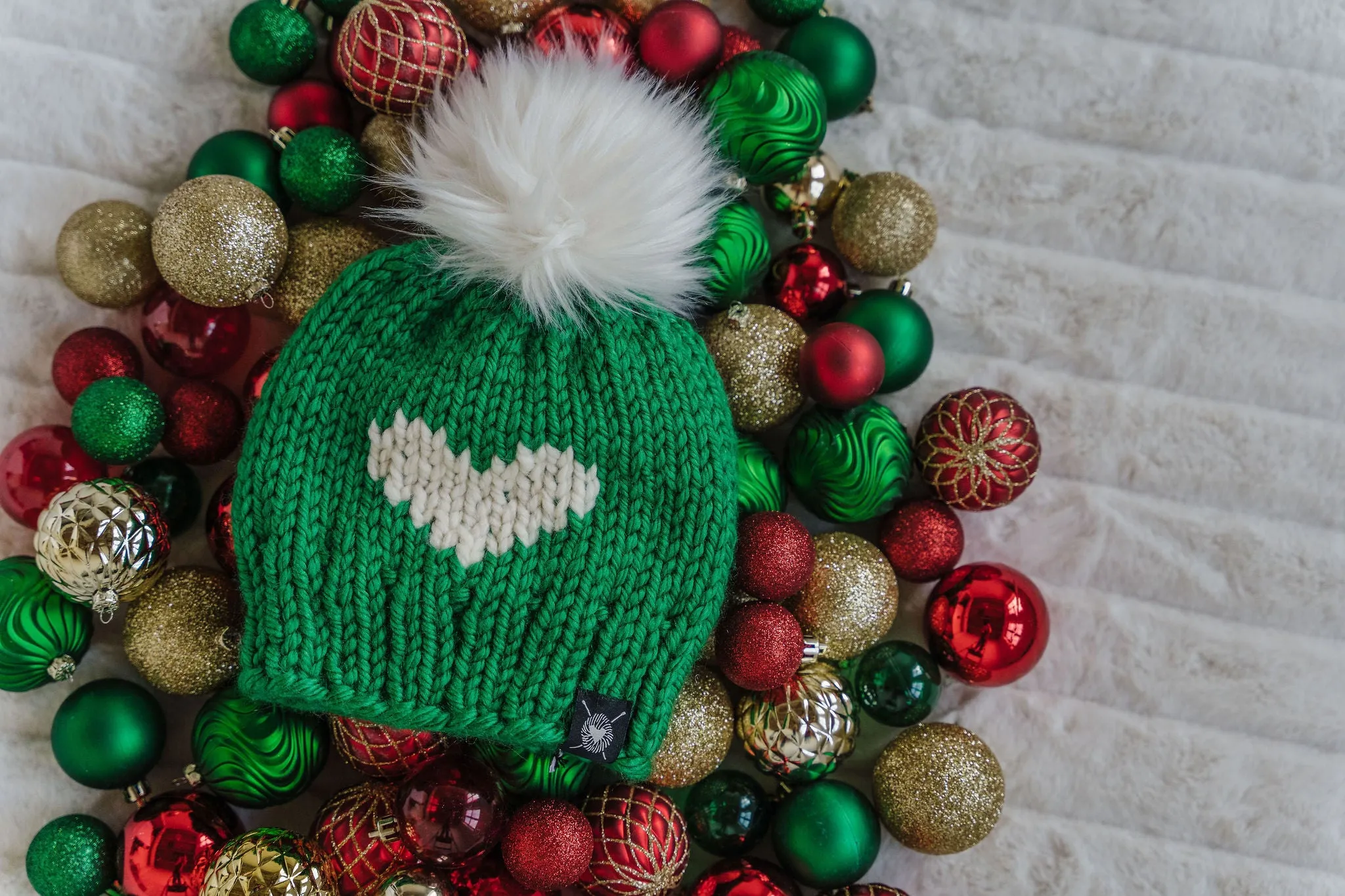 Big Heart Faux Fur Pom-Pom Beanie in Feeling Festive Baby/Youth