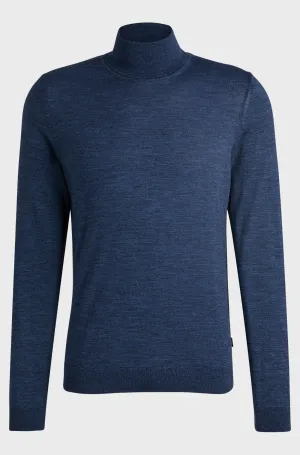 BOSS - MUSSO-P Blue Slim-Fit Roll Neck Sweater In Virgin Wool 50468262 430