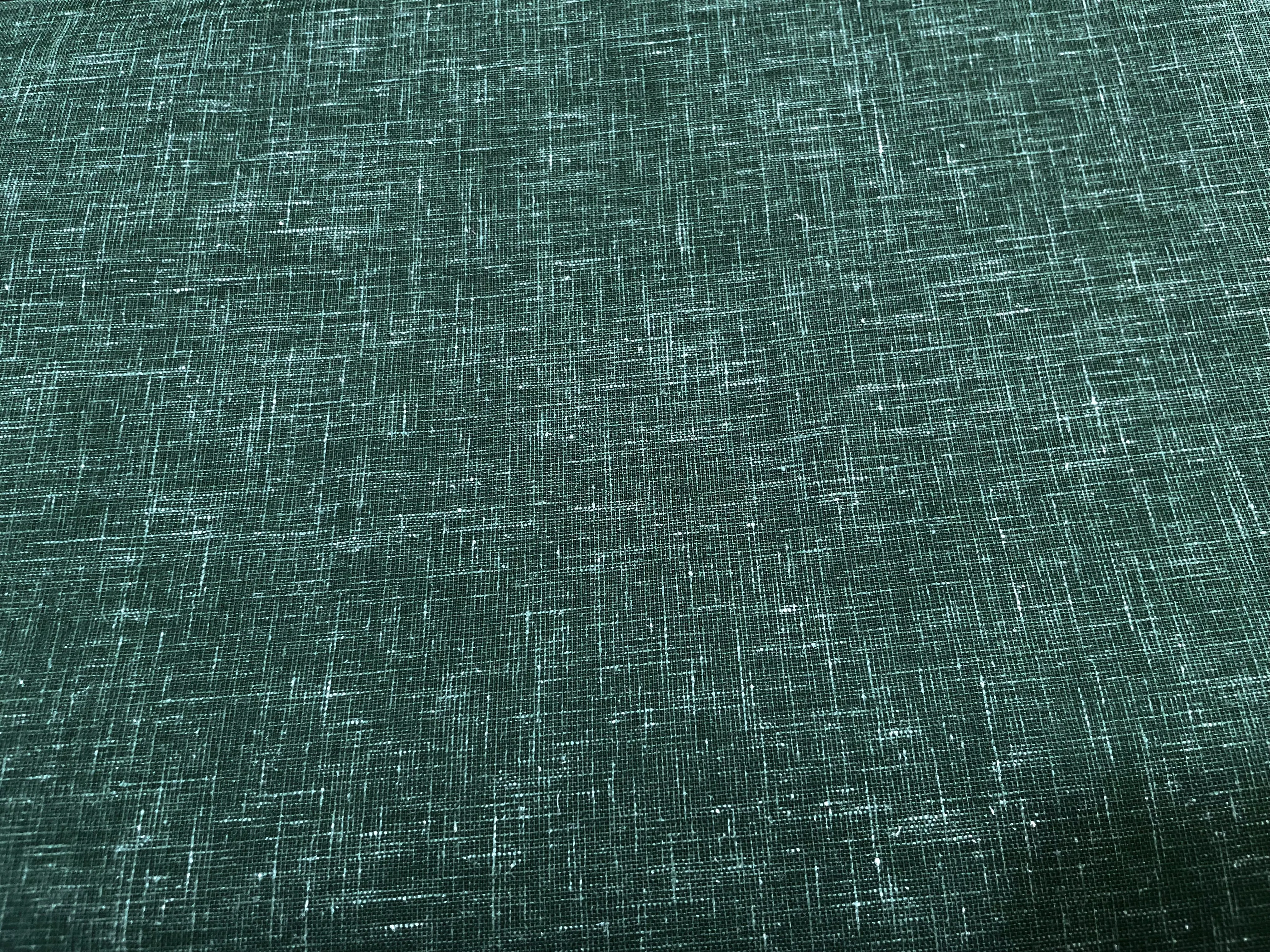 Bottle Green Plain Cotton Linen Fabric
