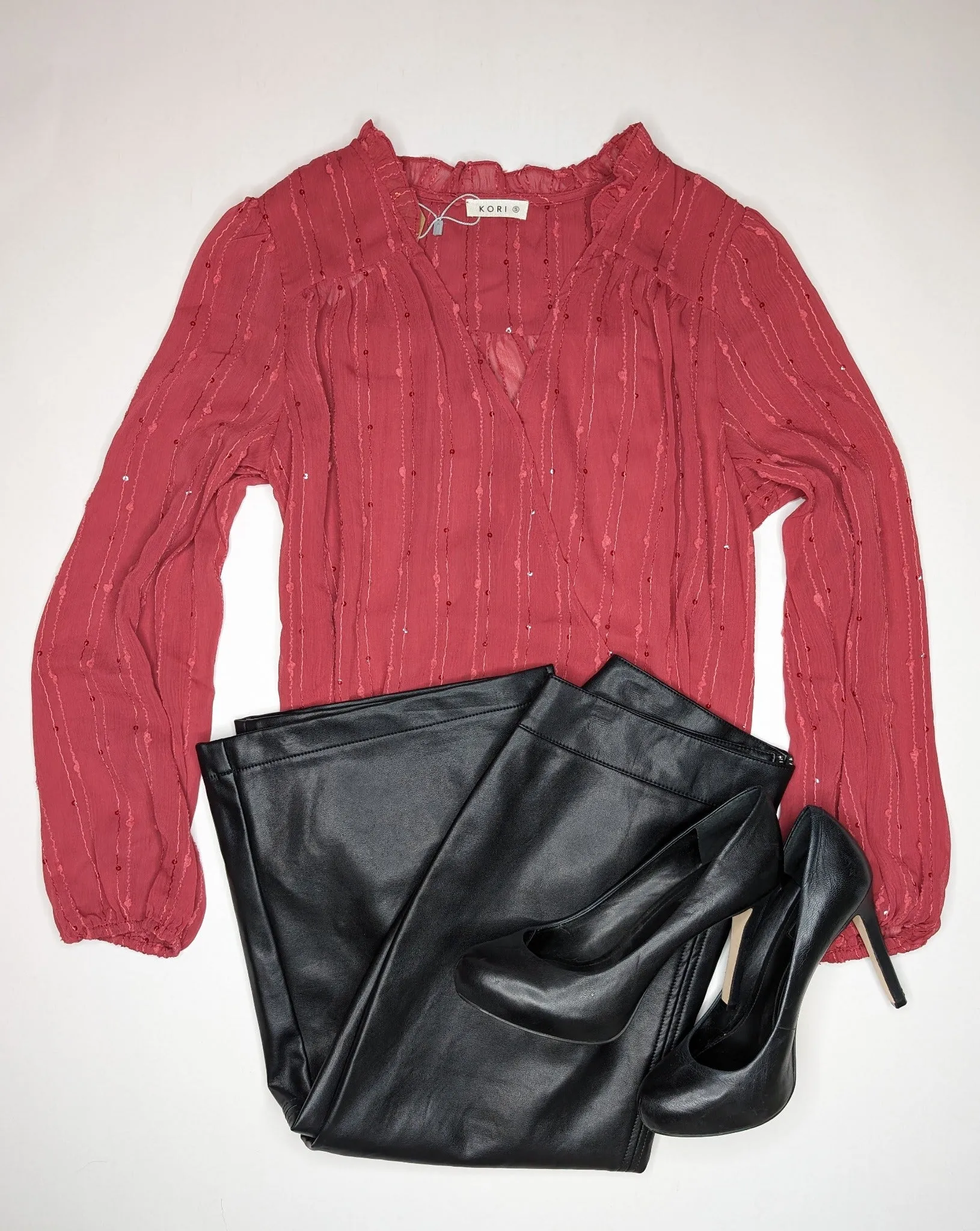 Chiffon Long Sleeve Bodysuit