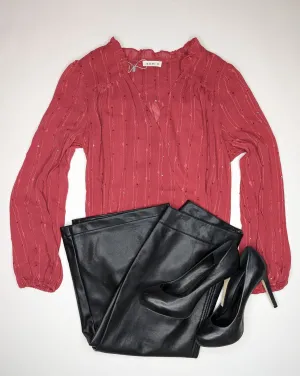 Chiffon Long Sleeve Bodysuit