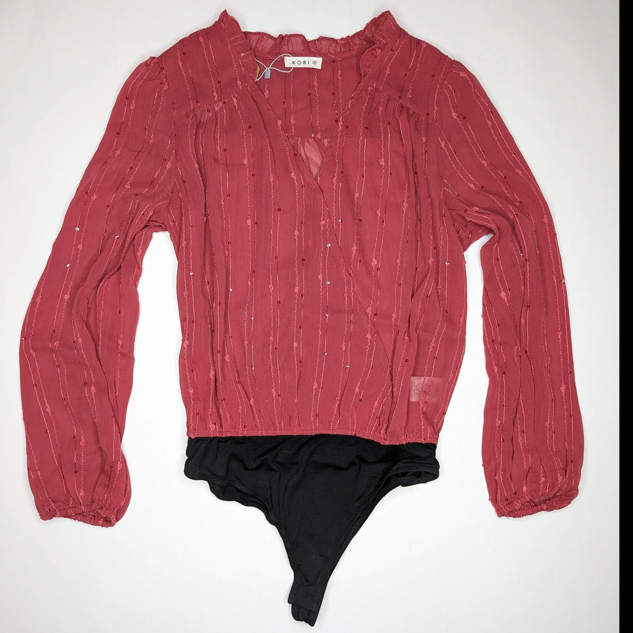 Chiffon Long Sleeve Bodysuit