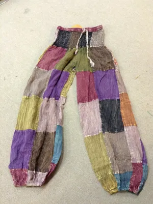 Cotton High Waist Patchwork Pants