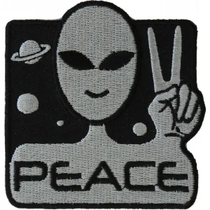 Daniel Smart Peace Alien Embroidered Iron On Patch, 3 x 3 inches