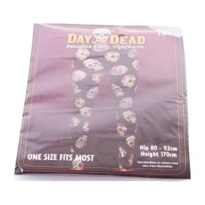 Day of The Dead Halloween Themed Skull Patterned Elastic Tight Pants
