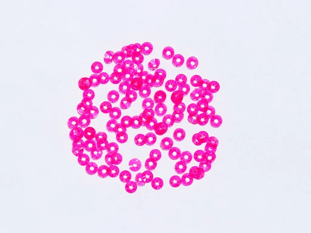 Deep Pink Transparent Centre Hole Bowl Plastic Sequins(Wholesale)