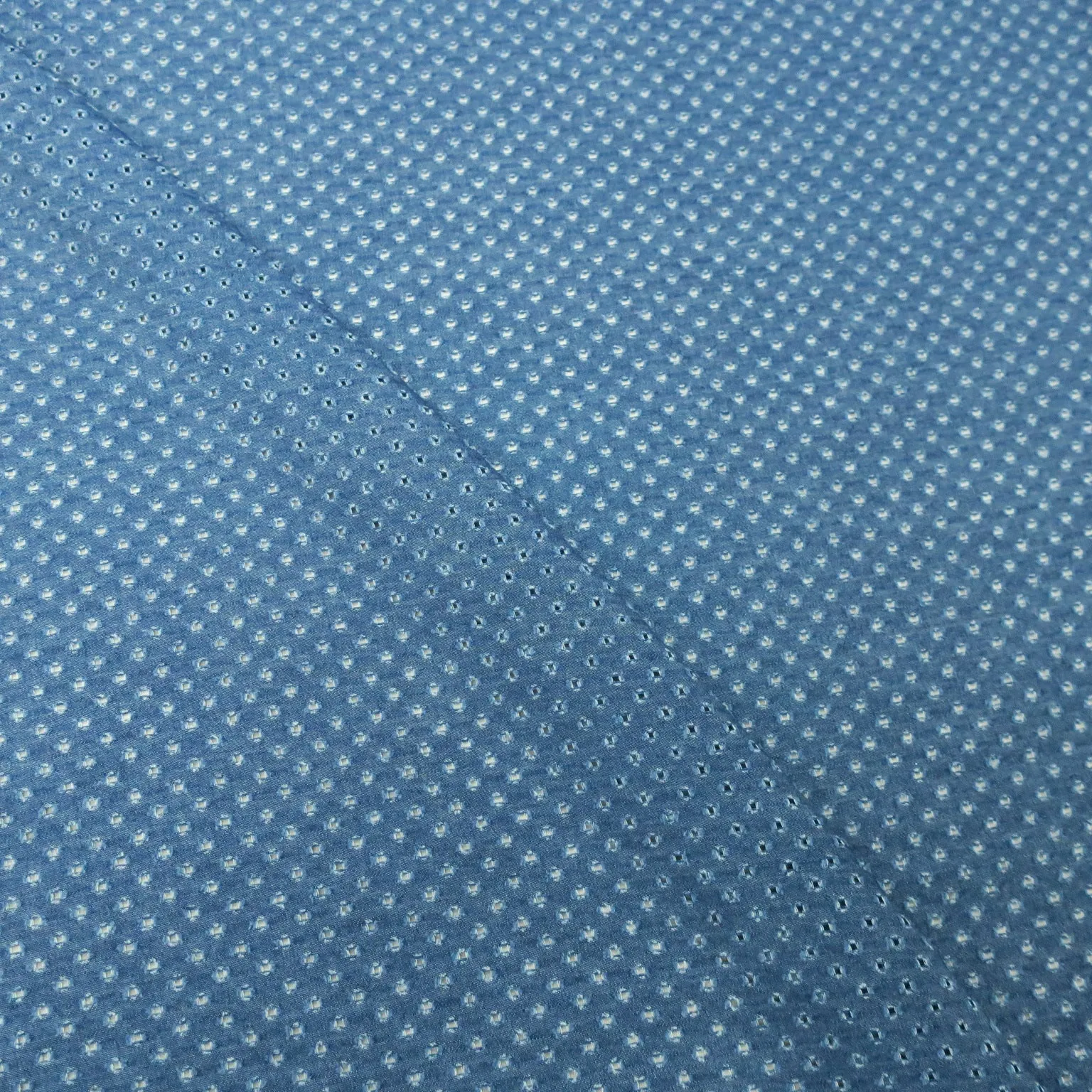 Denim Blue with Eyelet Cotton Denim Fabric