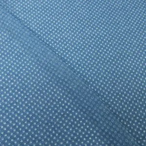 Denim Blue with Eyelet Cotton Denim Fabric