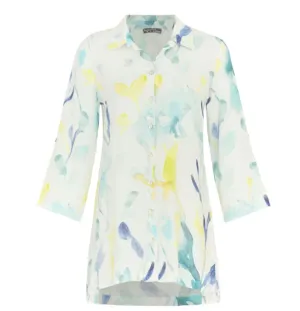 DOLCEZZA<BR>
Linen Shirt<BR>
Aqua<BR>