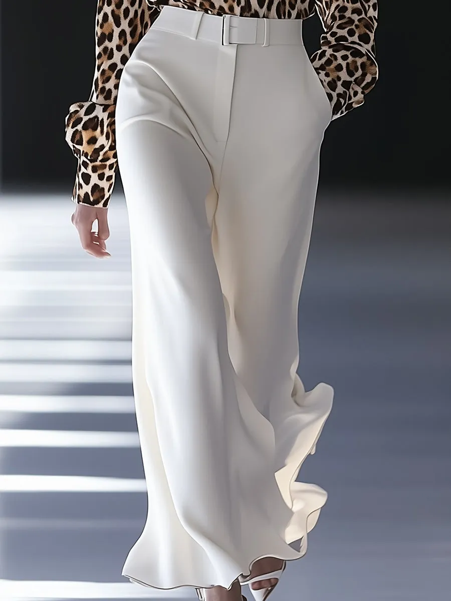 Fashionable White Flared Pants