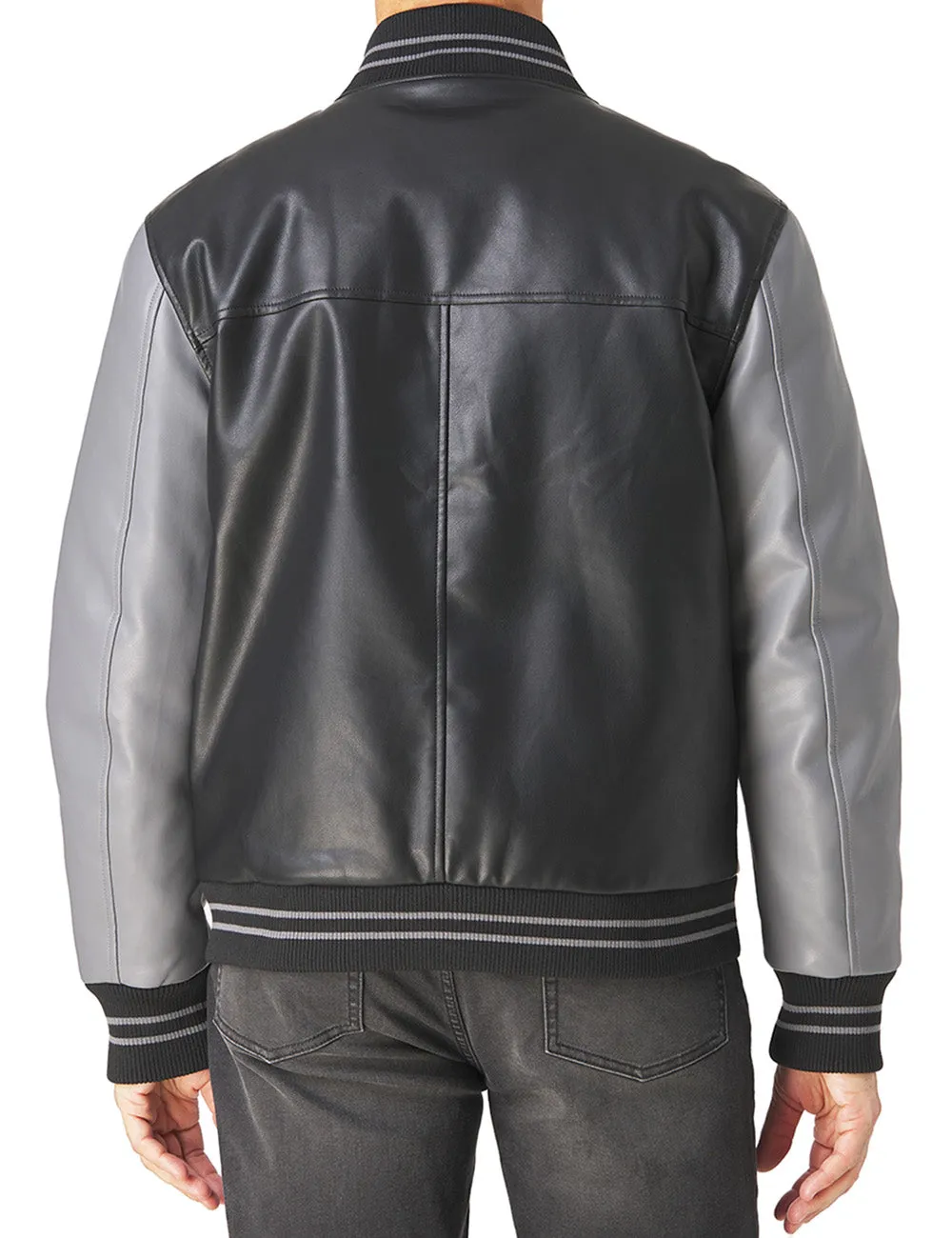 Faux Leather Varsity Jacket