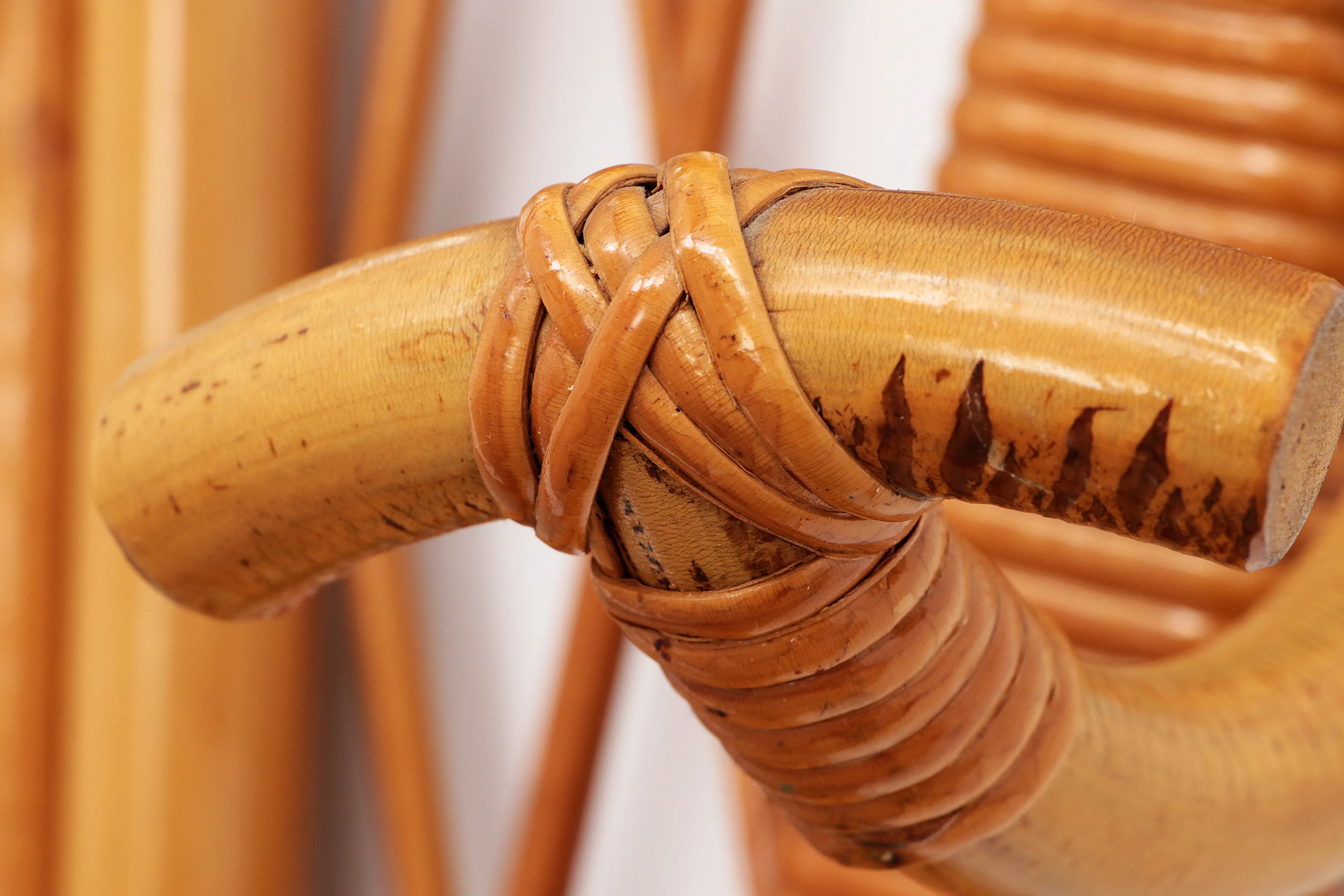 French Bamboo Wall Coat Rack with Large Mirror, 1960