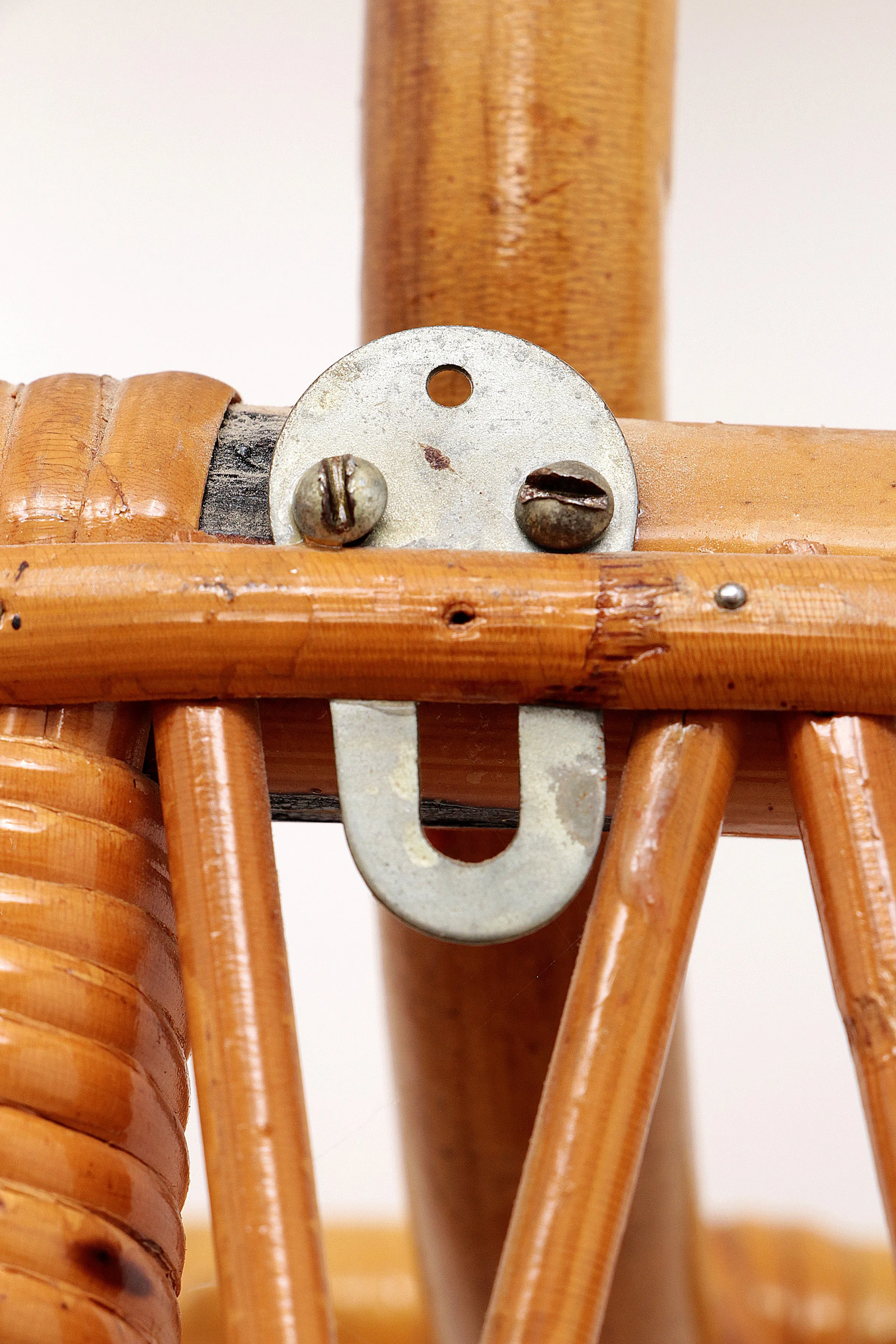French Bamboo Wall Coat Rack with Large Mirror, 1960