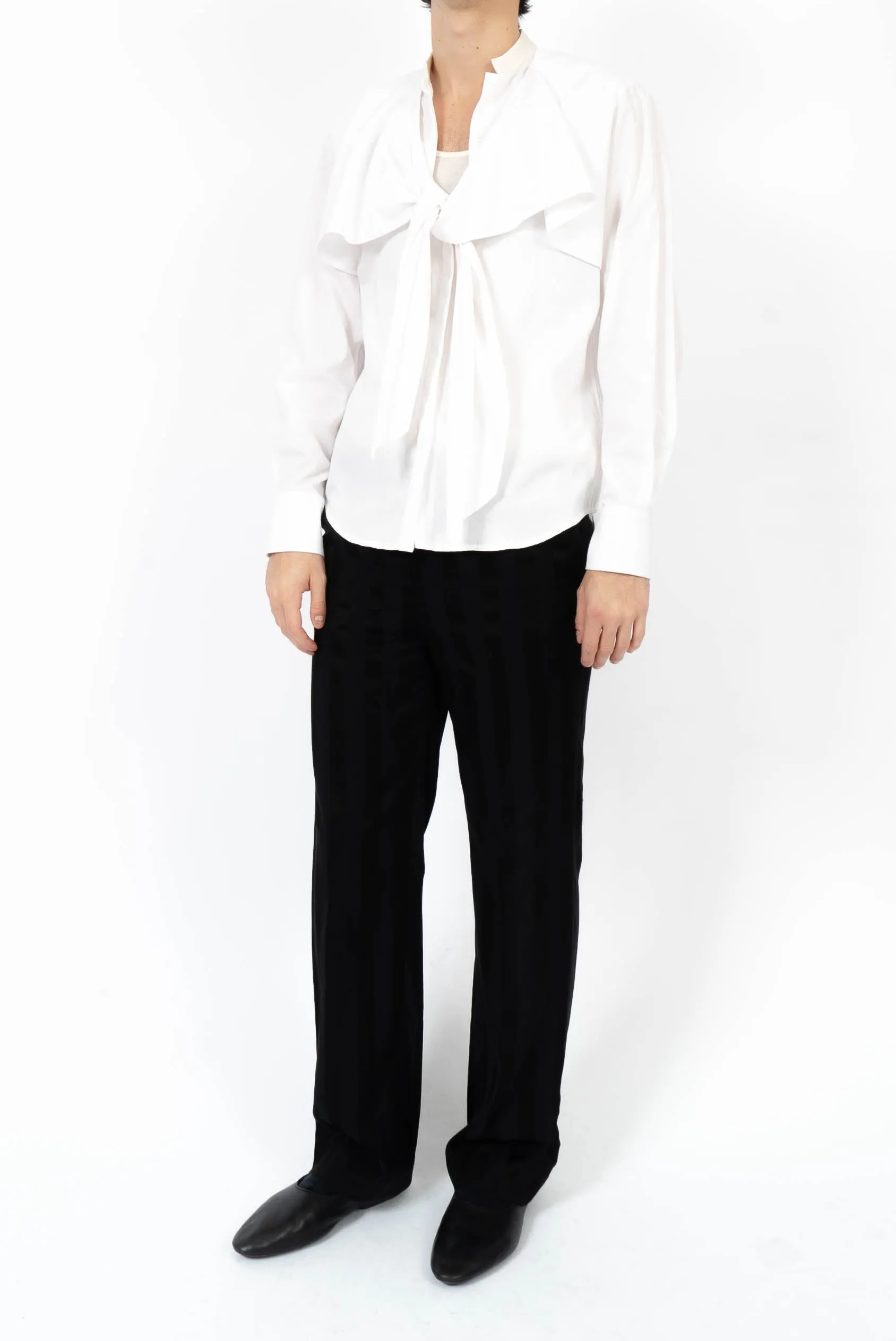 FW19 White Cotton Draped Shirt