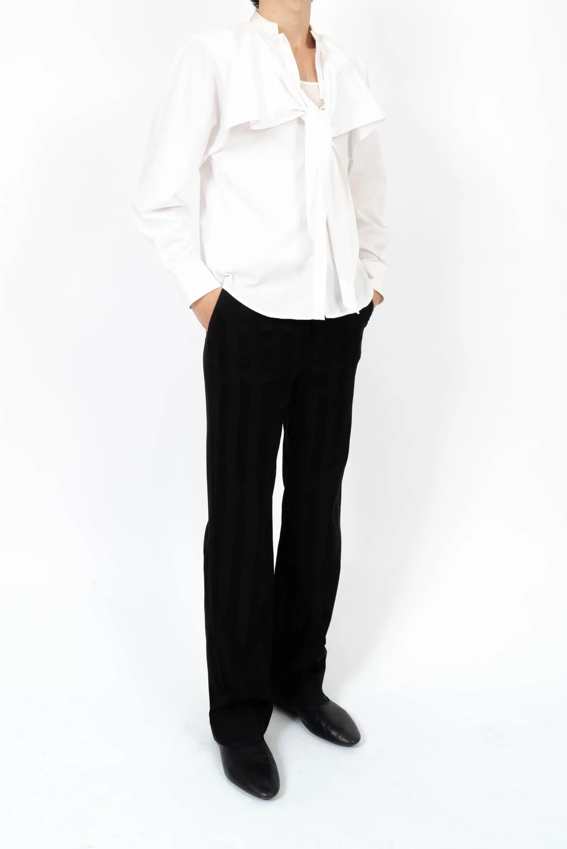 FW19 White Cotton Draped Shirt