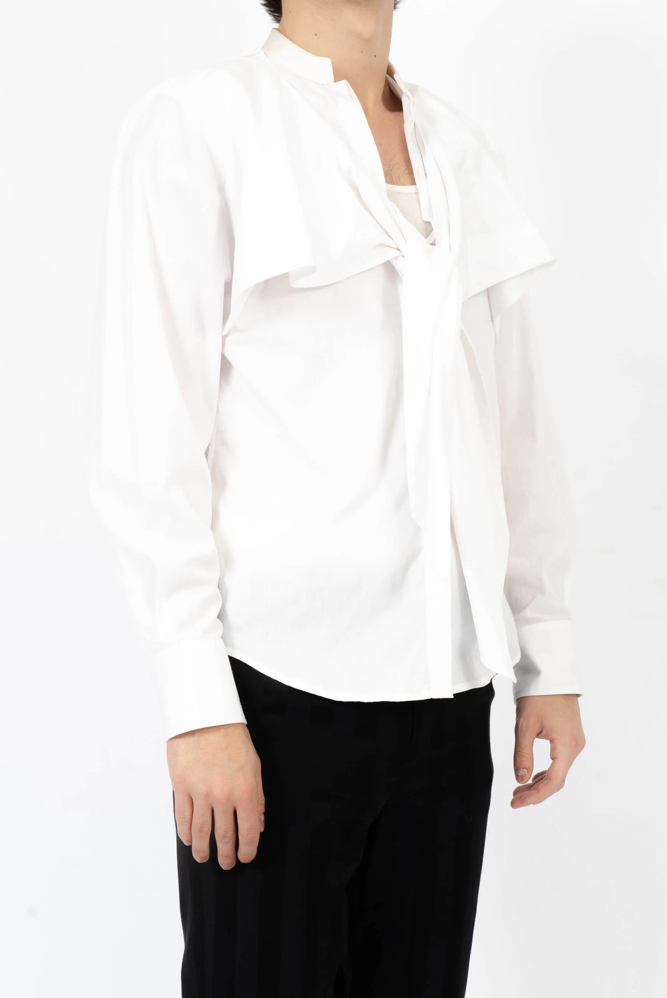 FW19 White Cotton Draped Shirt