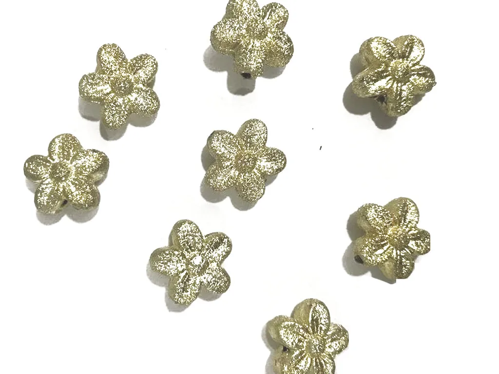 Glittery Golden Flower Plastic Beads