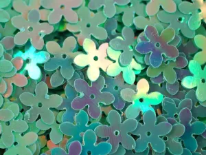 Green Metallic Lustre 1 Hole Flower Shape Plastic Sequins(Wholesale)