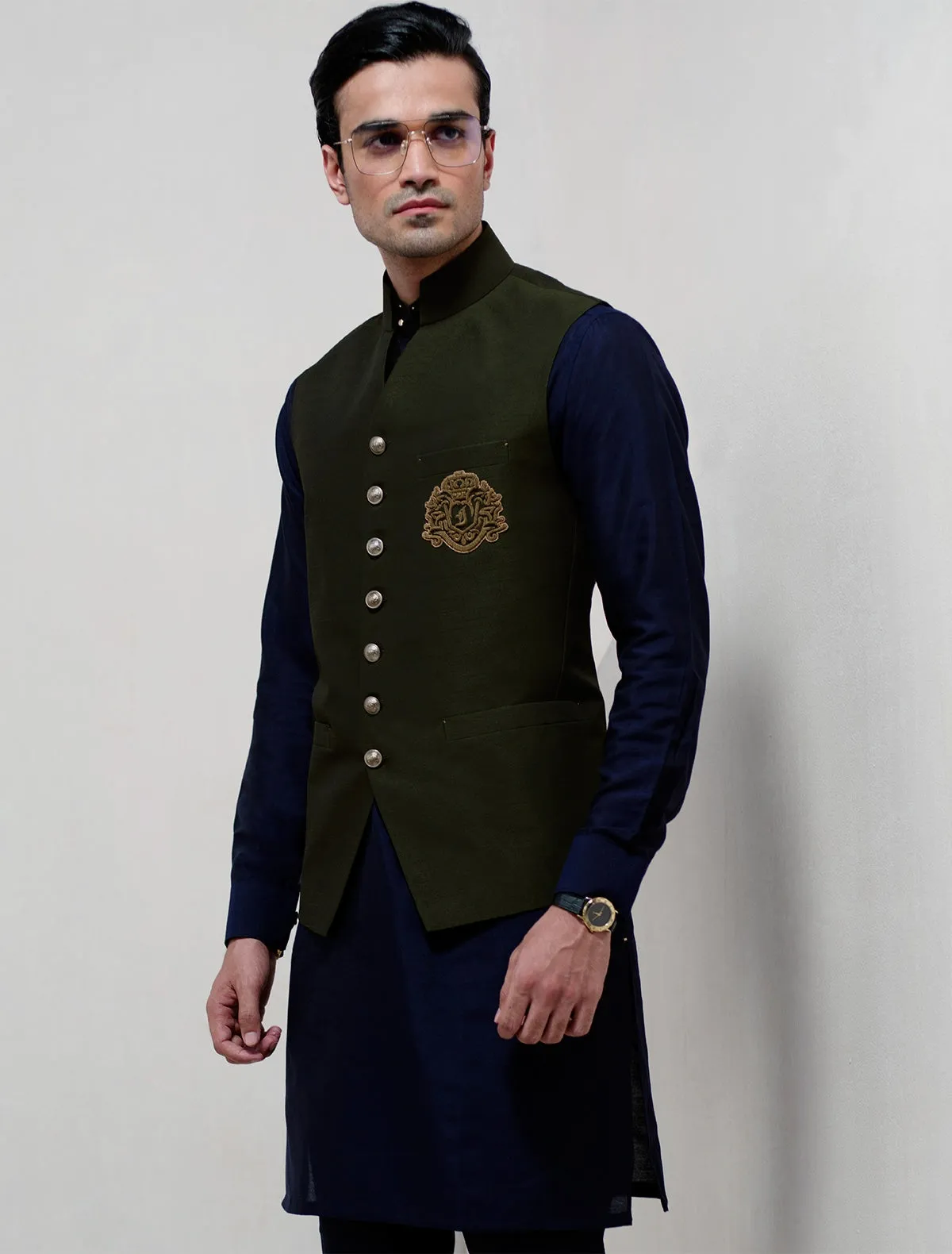 GREEN MONOGRAM WAISTCOAT