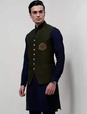 GREEN MONOGRAM WAISTCOAT