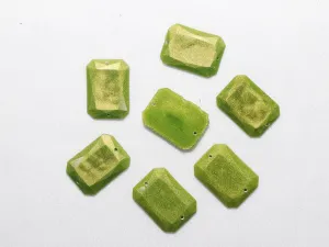 Green Sparkle Designer Rectangle Plastic Stones -25x18 mm