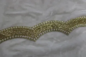 Light Golden Cutdana & Pearl Handwork Trim
