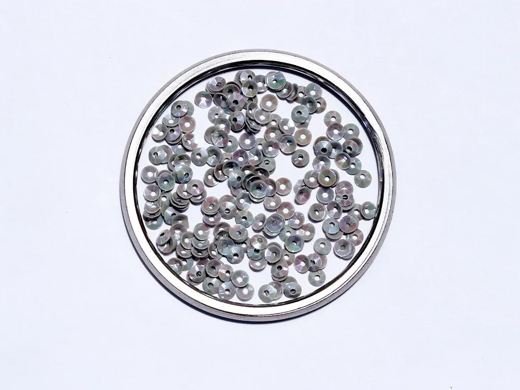 Light Gray Centre Hole Bowl Plastic Sequins- 4 mm(Wholesale)