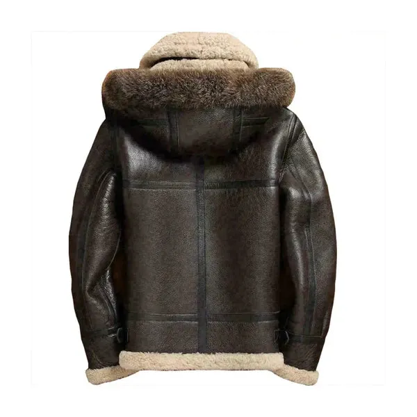 Men's Brown Faux Shearling Fur Leather Jacket