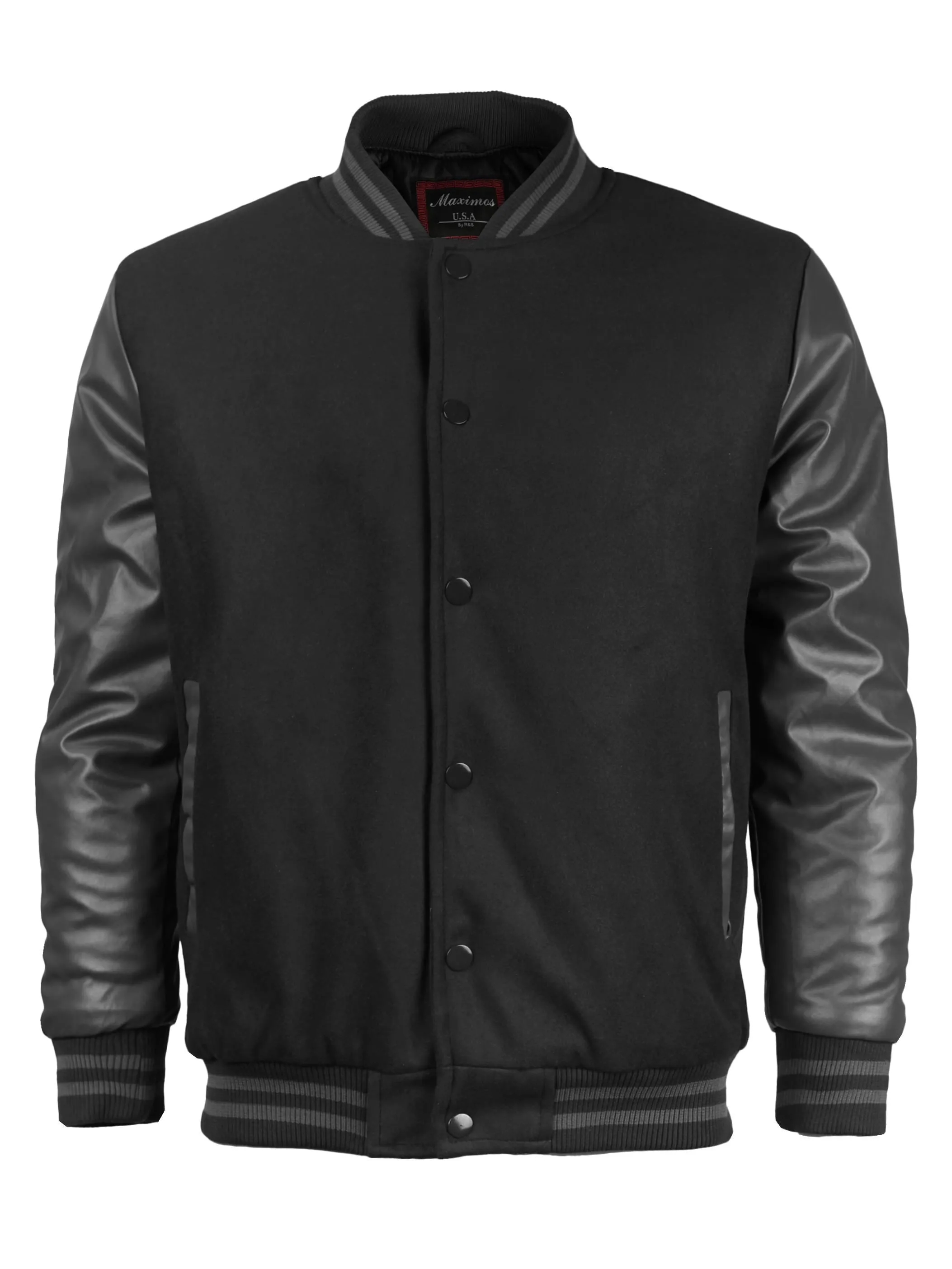 Men's Premium Classic Snap Button Vintage Baseball Letterman Varsity Jacket