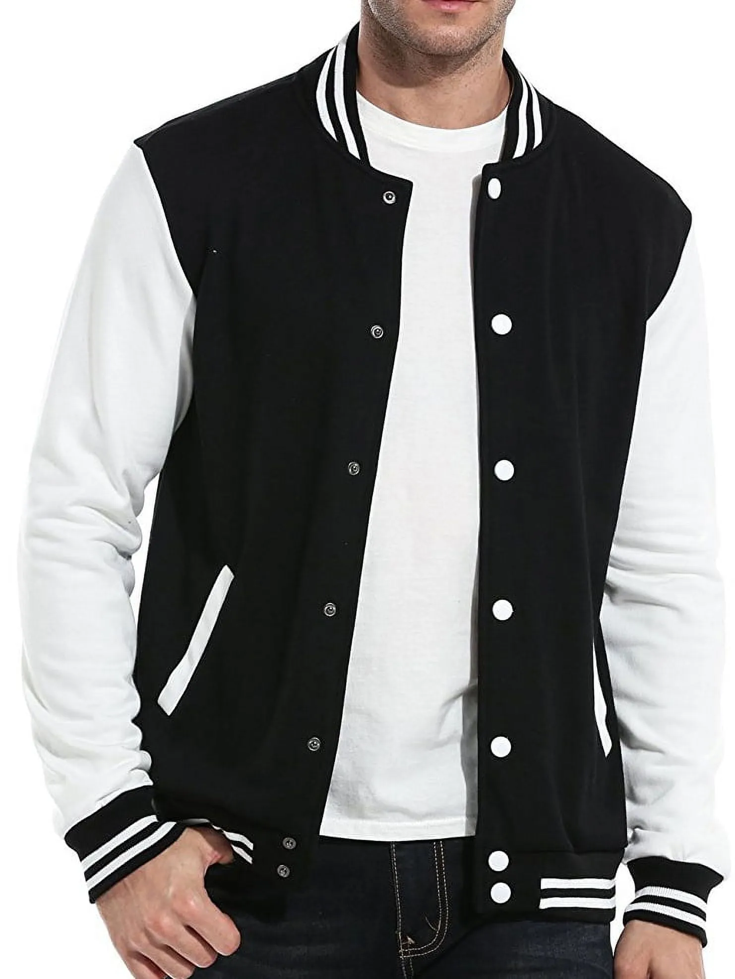Men's Premium Classic Snap Button Vintage Baseball Letterman Varsity Jacket