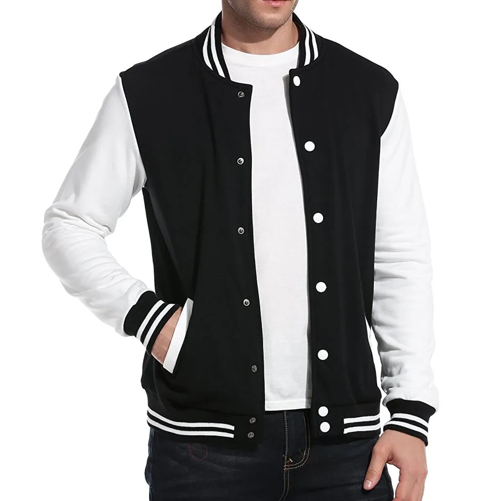 Men's Premium Classic Snap Button Vintage Baseball Letterman Varsity Jacket