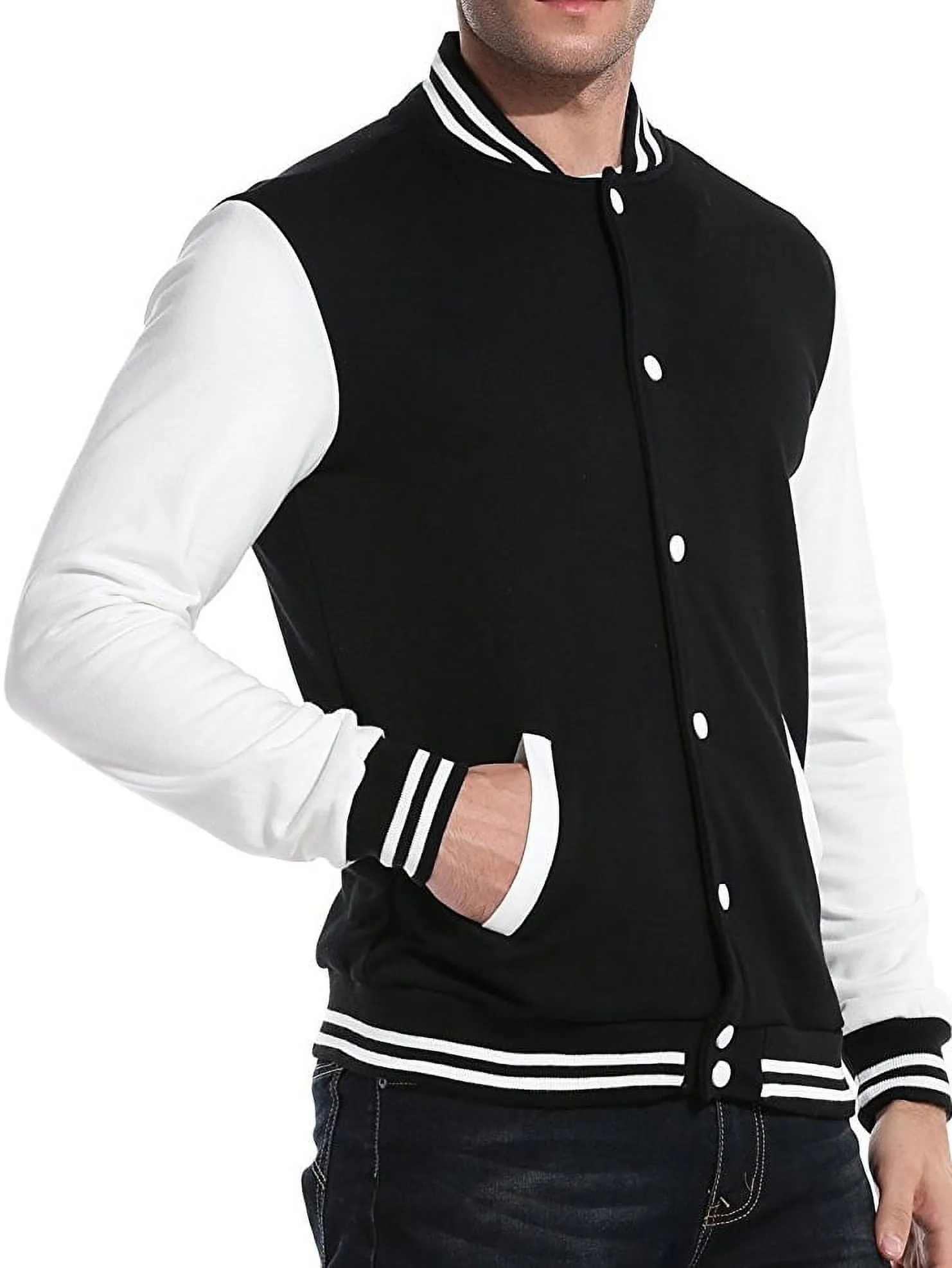 Men's Premium Classic Snap Button Vintage Baseball Letterman Varsity Jacket