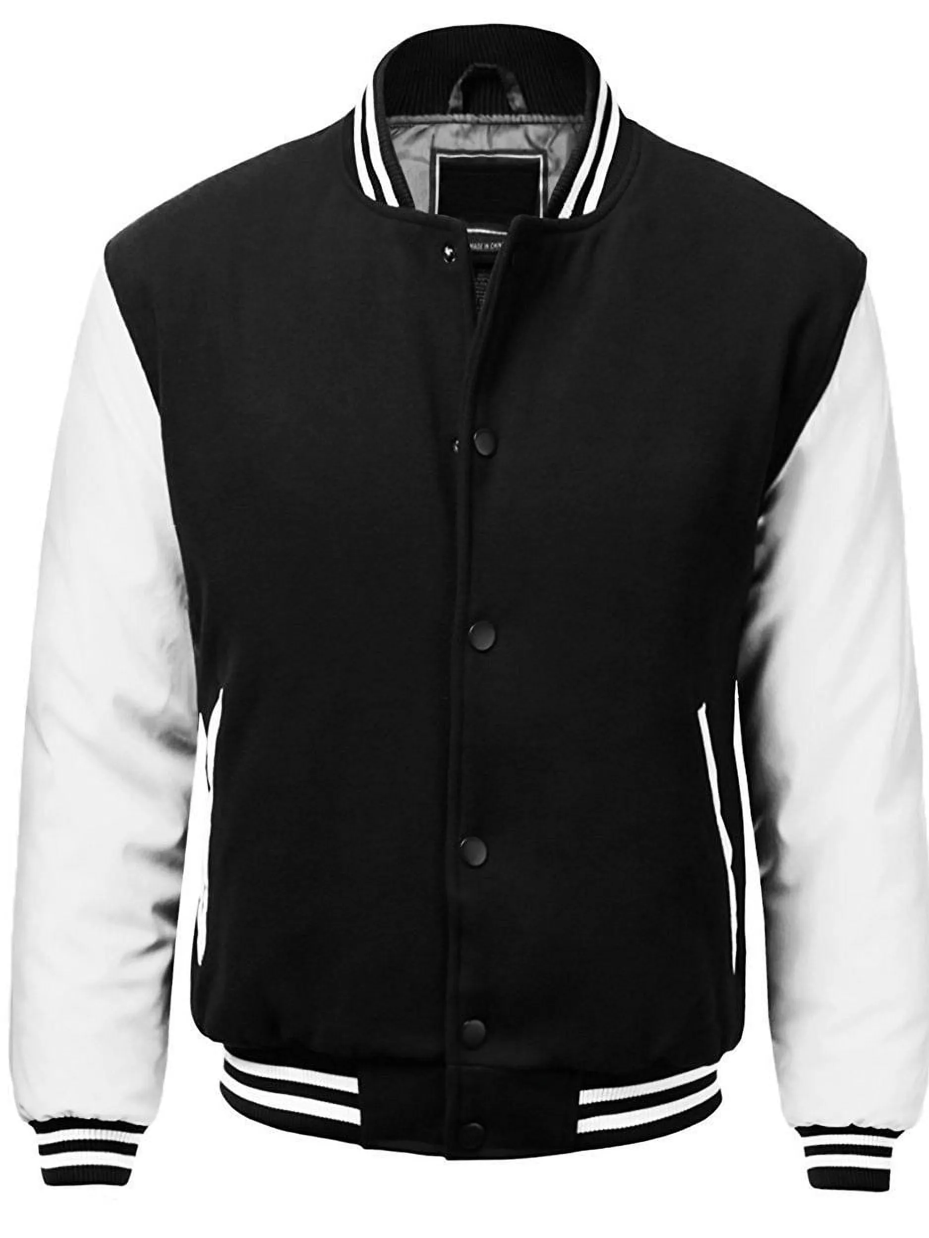Men's Premium Classic Snap Button Vintage Baseball Letterman Varsity Jacket