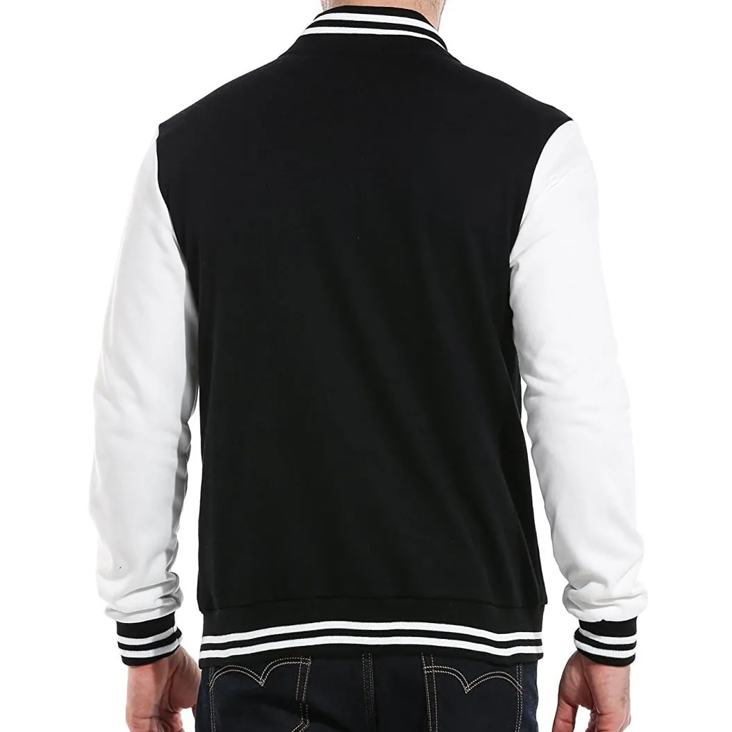 Men's Premium Classic Snap Button Vintage Baseball Letterman Varsity Jacket