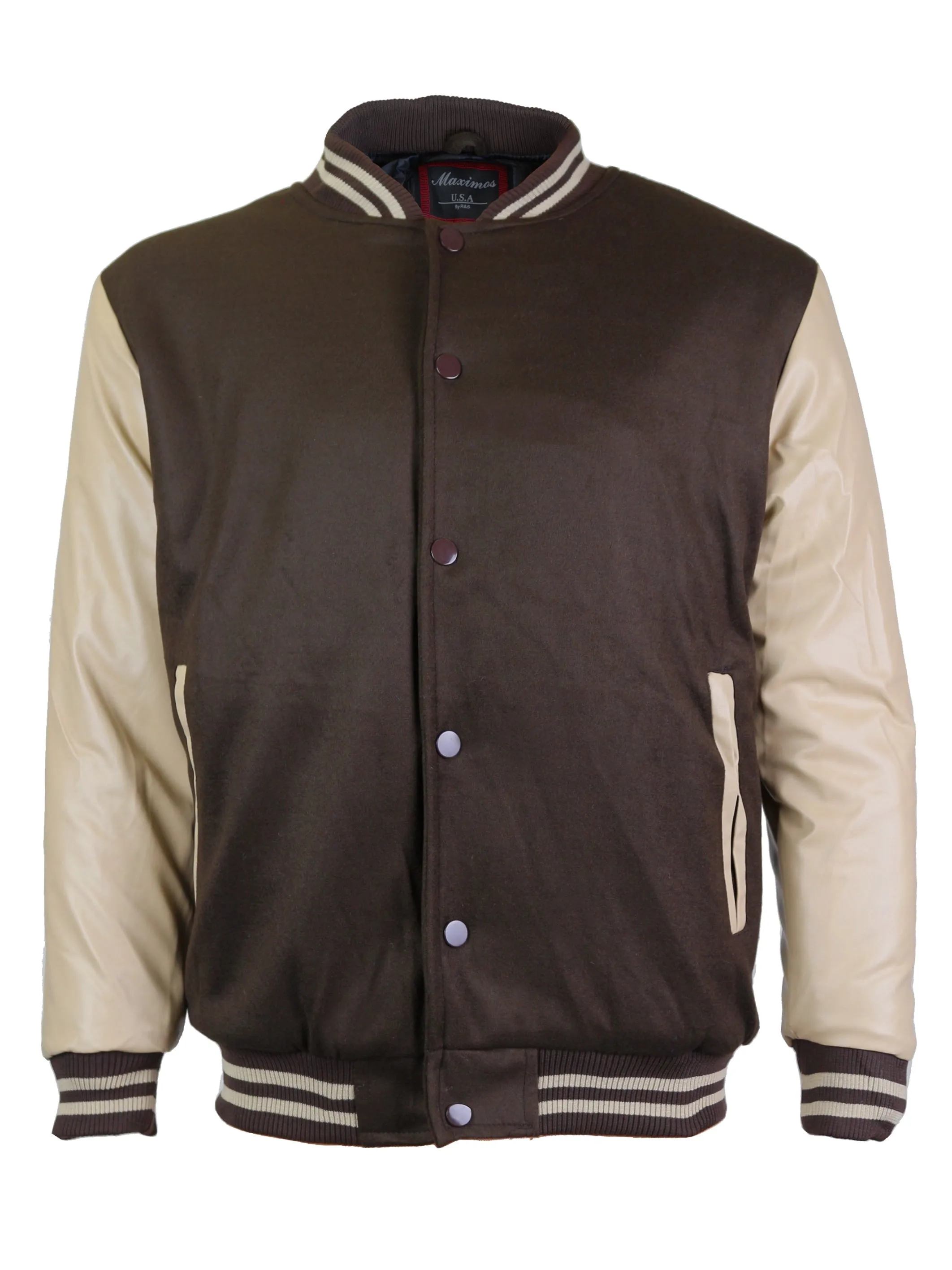 Men's Premium Classic Snap Button Vintage Baseball Letterman Varsity Jacket