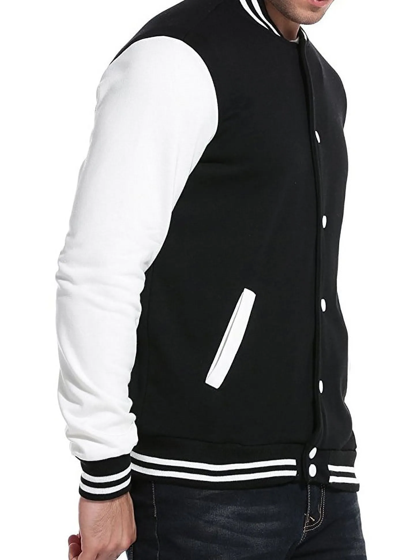 Men's Premium Classic Snap Button Vintage Baseball Letterman Varsity Jacket